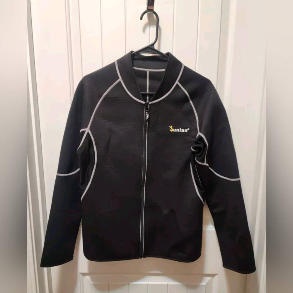Junlan Men's L Black Neoprene Weight Loss Sauna Suit Workout Long Sleeve Shirt